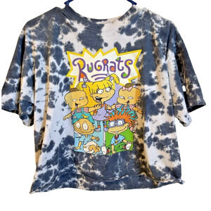 Nickelodeon Rugrats Cropped T-shirt Size Large Tie Dye Front & Back